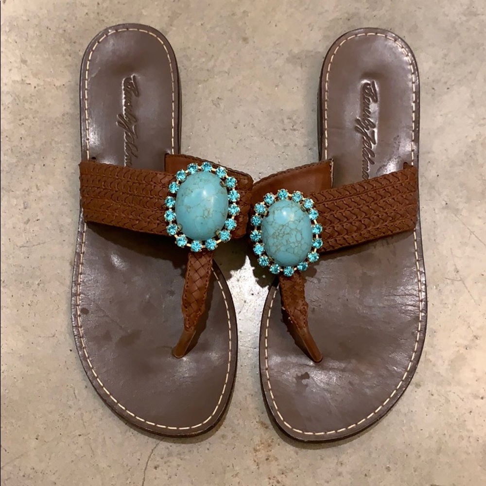 Turquoise/brown sandal with gorgeous stone
